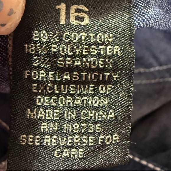 ZCO Jeans Dk Wash Bootcut Contrast Stitching, Bling Flap Pocket w/Button Size 16 - Picture 7 of 8